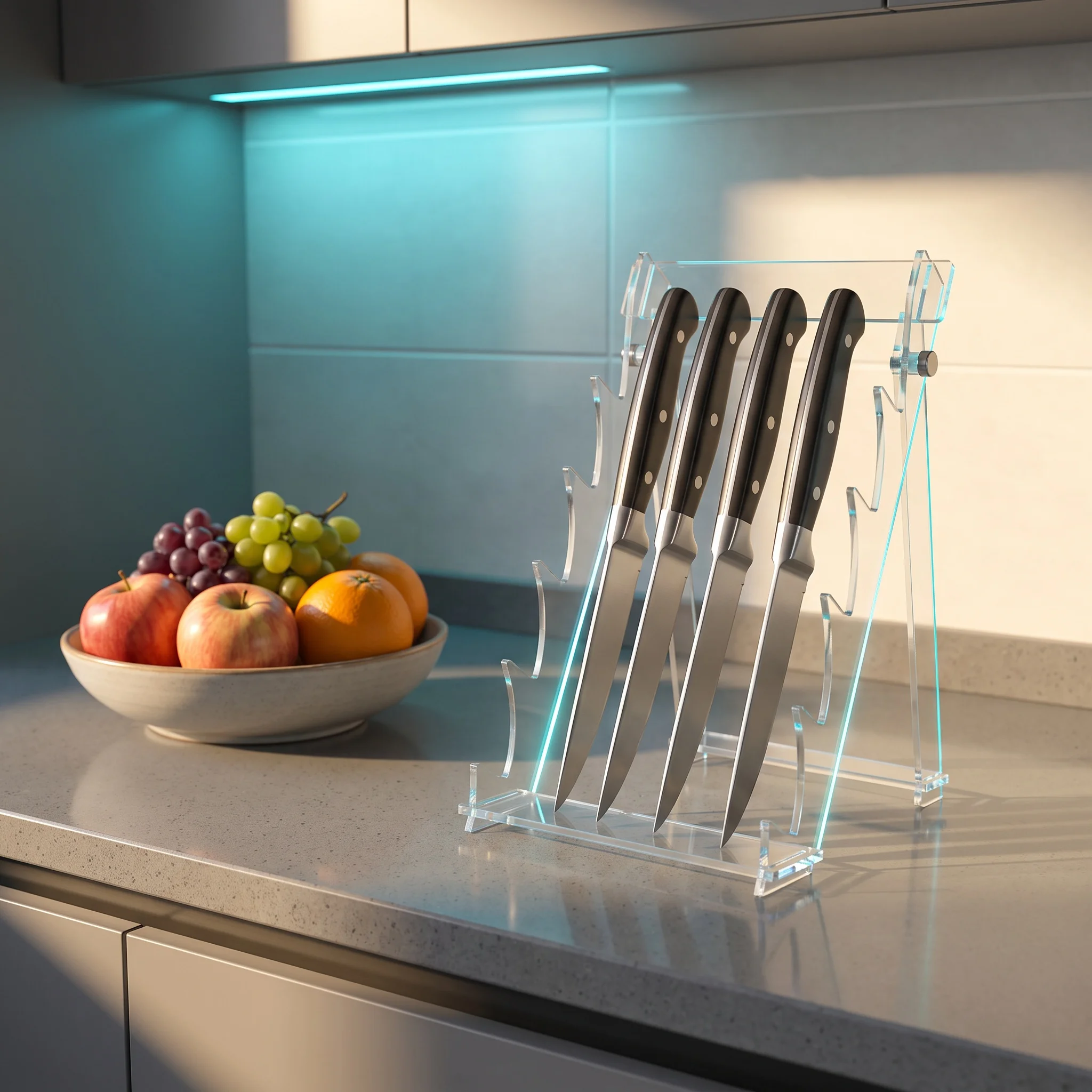 Transparent Acrylic Display Knife Rack Staircase-style Detachable Storage Rack Exhibition Stand Knife Rack