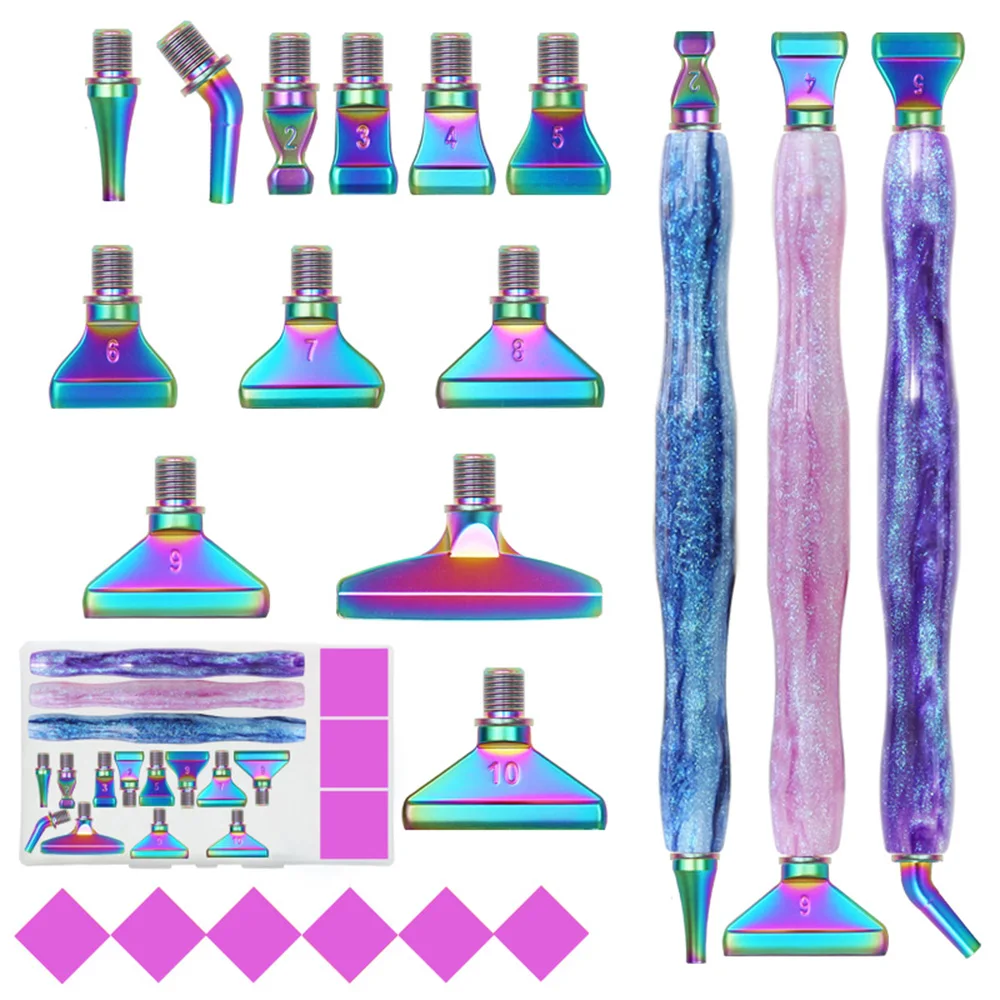 5D Żywiczne diamentowe pióro do malowania Gwint Metalowe wymienne głowice pióra Wiertła punktowe z klejem Glina DIY Art Crafts Diamond Painting