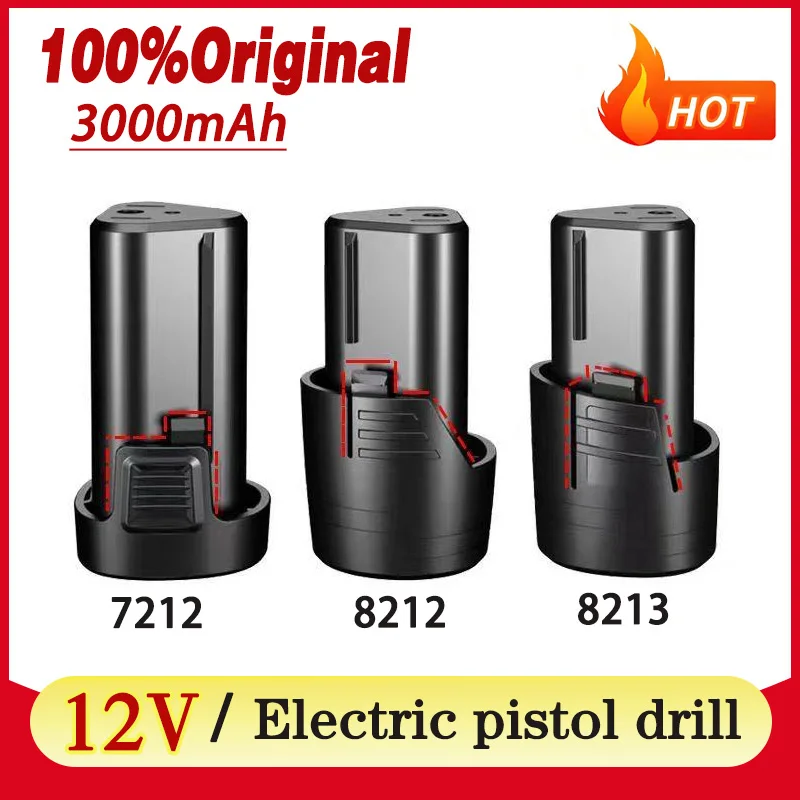 

100% original 12V 3000mAh cordless screwdriver battery electric pistol drill universal rechargeable lithium micro angle grinder