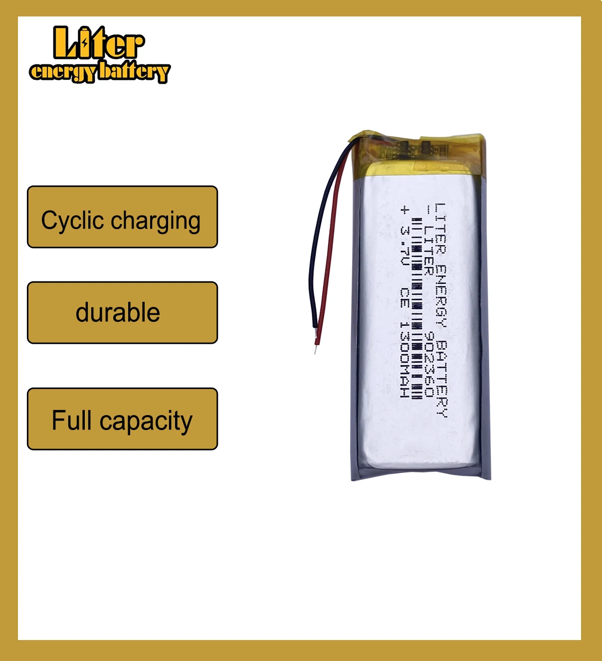 3.7V,1300mAH 902360 902560 polymer lithium ion / Li-ion battery for model aircraft,GPS,mp3,mp4,cell phone,speaker,bluetooth