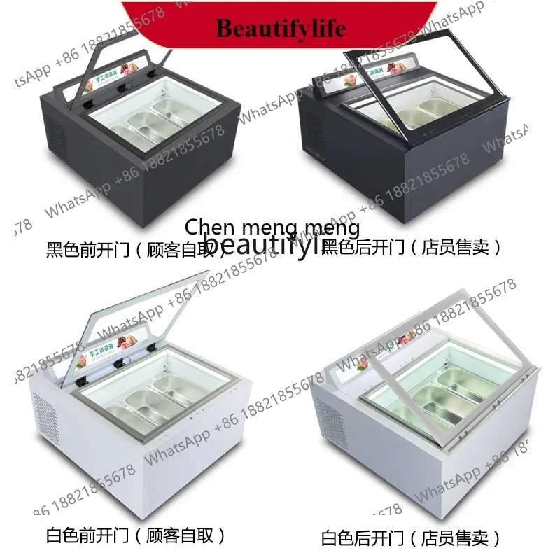 

Лидер продаж, настольная витрина для мороженого, коммерческая толстая вырезанная витрина для жареного йогурта, морозильная камера с откидной дверью для мороженого