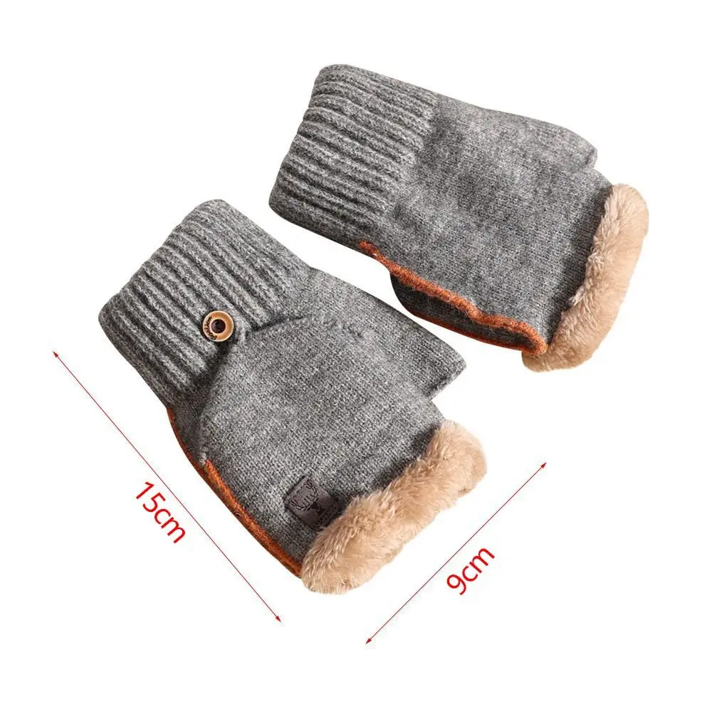 Fashion Autumn Winter Warm Gloves Thickened Cold Proof Half Finger Gloves Exposed Finger Writing Touch Screen Gloves