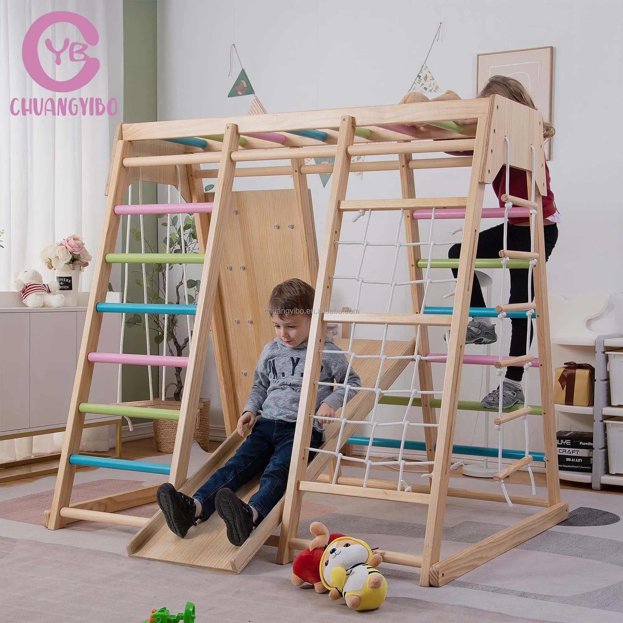 Climbing Walls Amusement Park Products Wooden Slide and Swing Sets for Kids Children Outdoor Equipment Indoor Other Playground