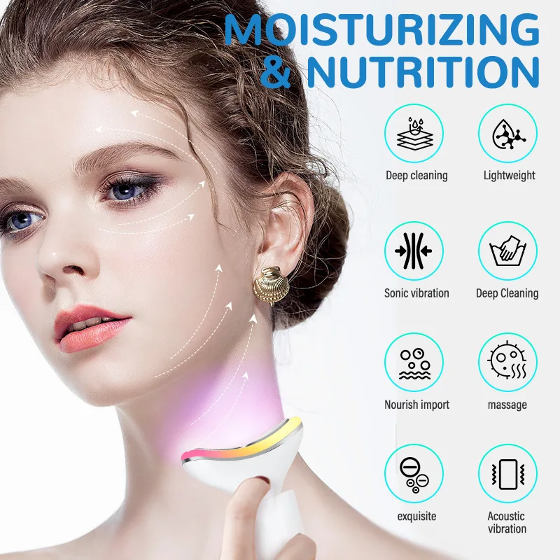 Strumento di bellezza Sollevamento rassodante e rimuove le linee del collo Riscaldamento a vibrazione ad alta frequenza Strumento di bellezza del collo Massaggio al collo