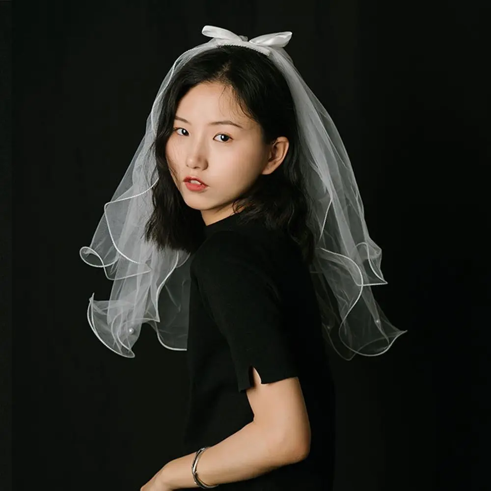 Photo Photography Romantic Hair Comb Bridesmaid Bridal White Veil Wedding Veil Bow Veil Bride Veil Korean Bride Headwear