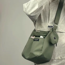 Su geçirmez kanvas çanta okul Crossbody çanta Mini omuzdan askili çanta bozuk para cüzdanı ile Retro postacı çantası