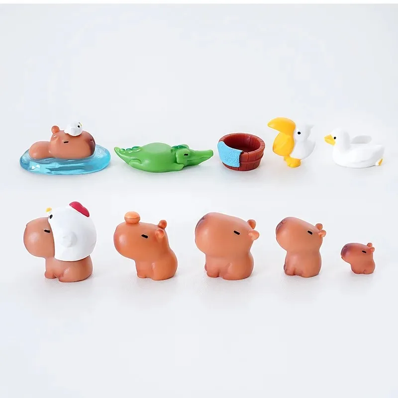 10Pcs Capybara Miniatures Set - Tiny Resin Desk Decor for Office/Home, Cute Animal Photography Props & Collectible Gift