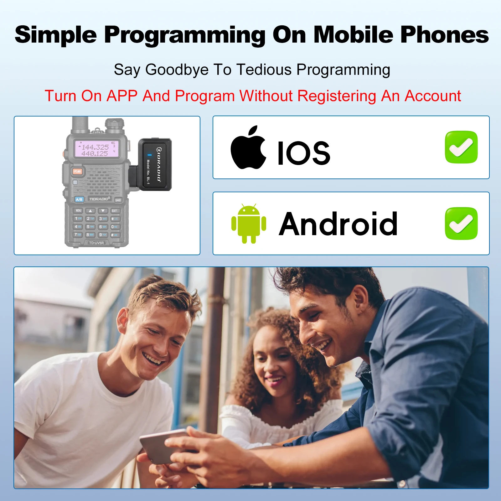 TIDRADIO Programador Sem Fio Programação de Telefone para Walkie Talkie Repetidores de Pesquisa de Modelo Múltiplo Para Quansheng UVK5 BF UV-5R