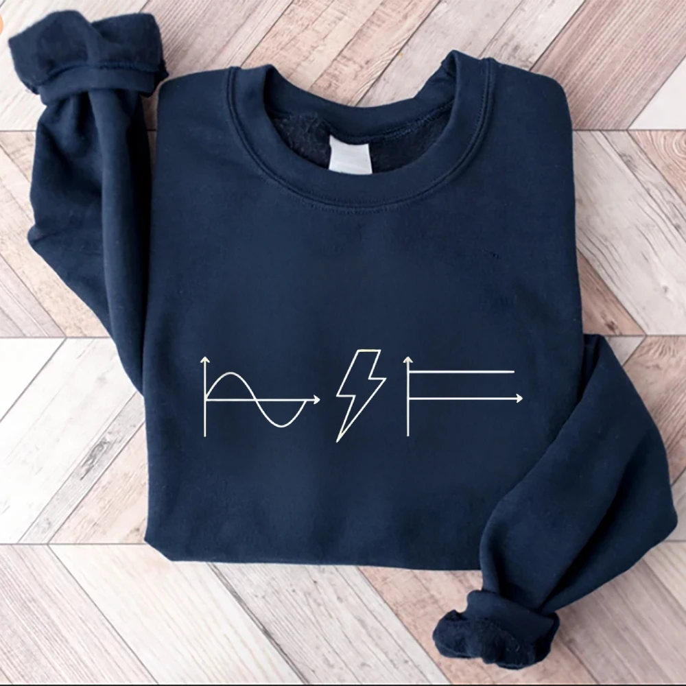 Minimalistisches Line Art Lightning Sweatshirt, kreatives Design, schlichtes ästhetisches, modernes, lässiges, lockeres, langärmliges, bequemes Oberteil