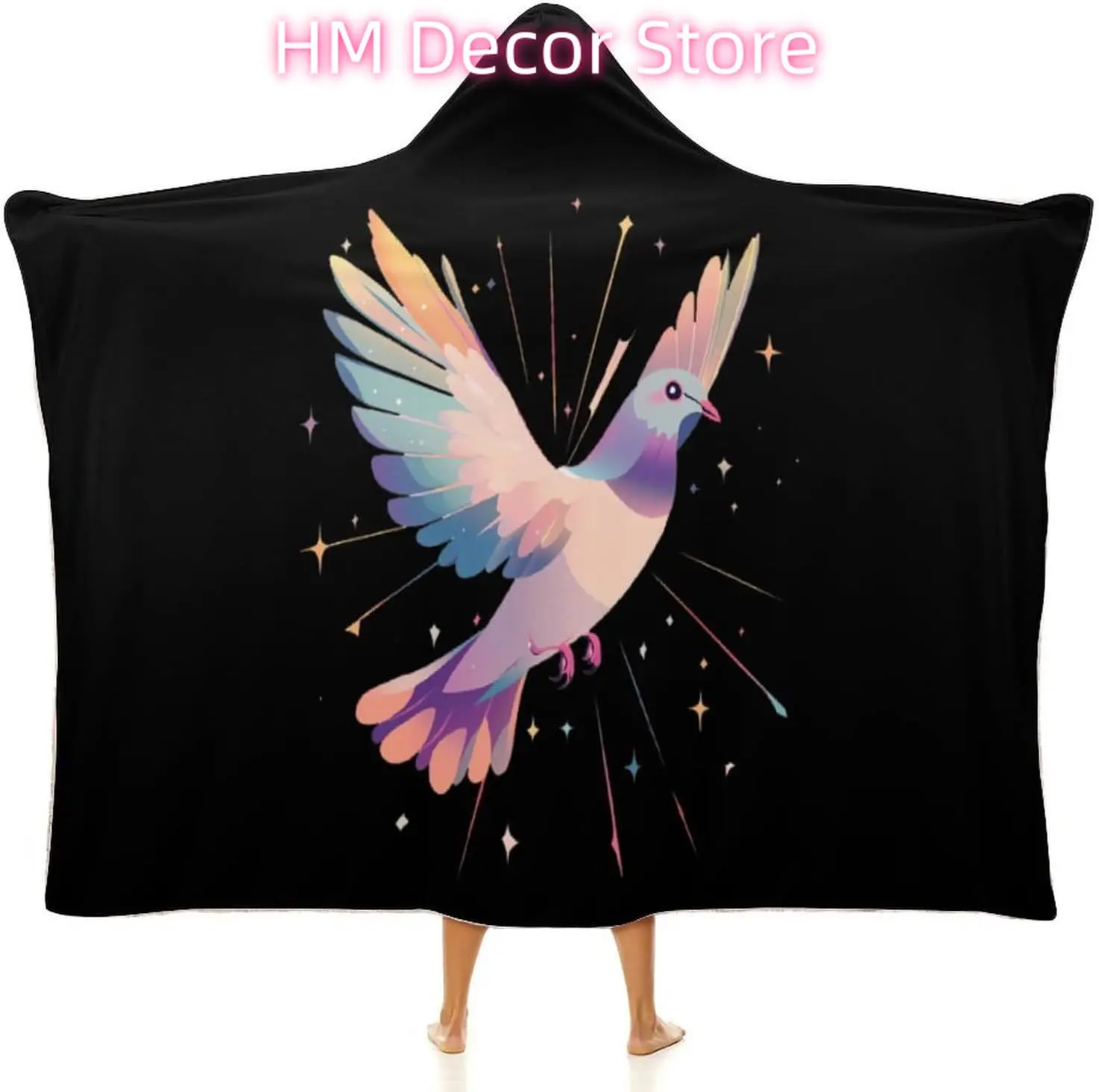 Pigeon Doves of Hope Hooded Blanket Wearable Cloak Hoodies Throw Cape Wrap Blanket All Season