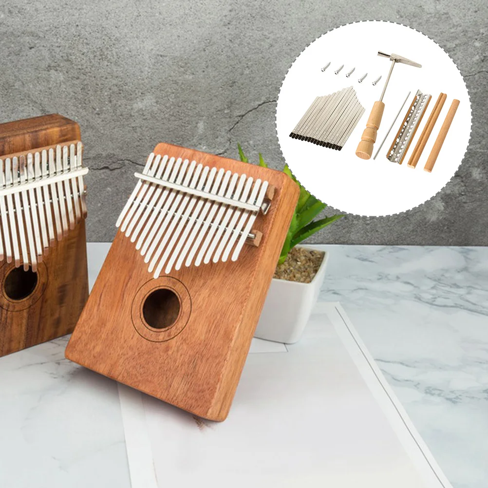 

1Set Kalimba 17 Keys Replacement DIY Accessories Kit Thumb Piano Key Set Saddle Metal Bridge Screws Tuning Hammer