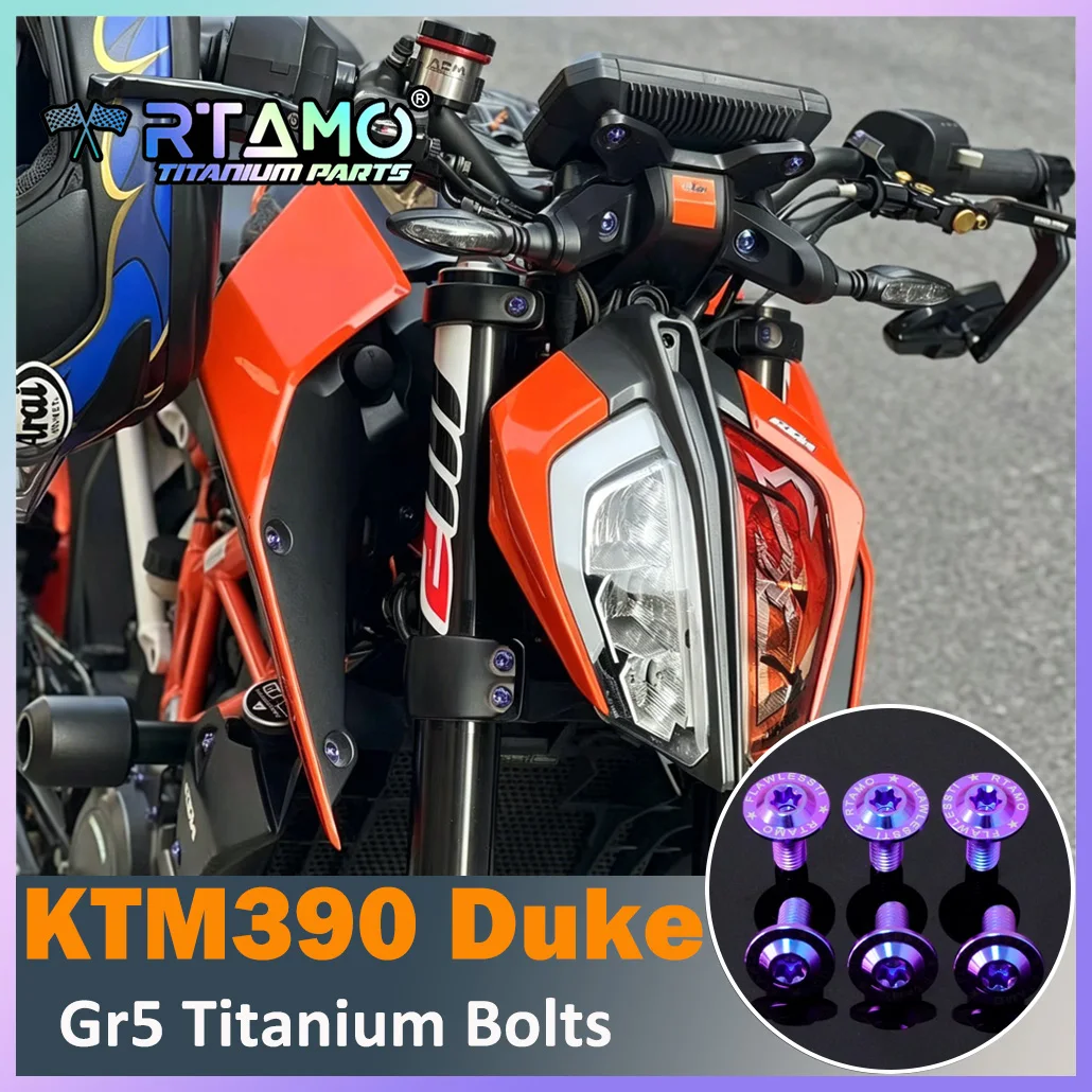 RTAMO Gr5 Titanium Bolt Fit for KTM390/250 DUKE Pump Latch Brake Fluid Pump Oil Tank Cover Front Fork Fender Brake Caliper Screw