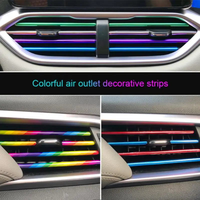 Car Air Conditioning Air Outlet Decorative Strip, Mesh Clip Strip U-shaped Electroplating Bright Strip Chrome-plated Color