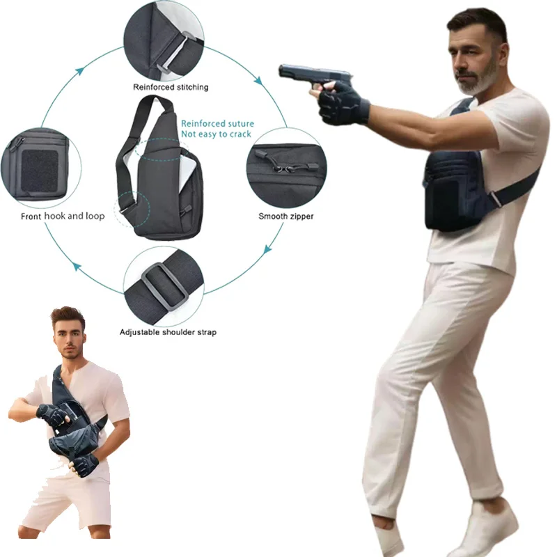 

Tactical Pistol Gun Bag Concealed Carry Gun Holster Handgun Storage Chest Bag EDC Tool Bag Pistol Gun Shoulder Sling Bag