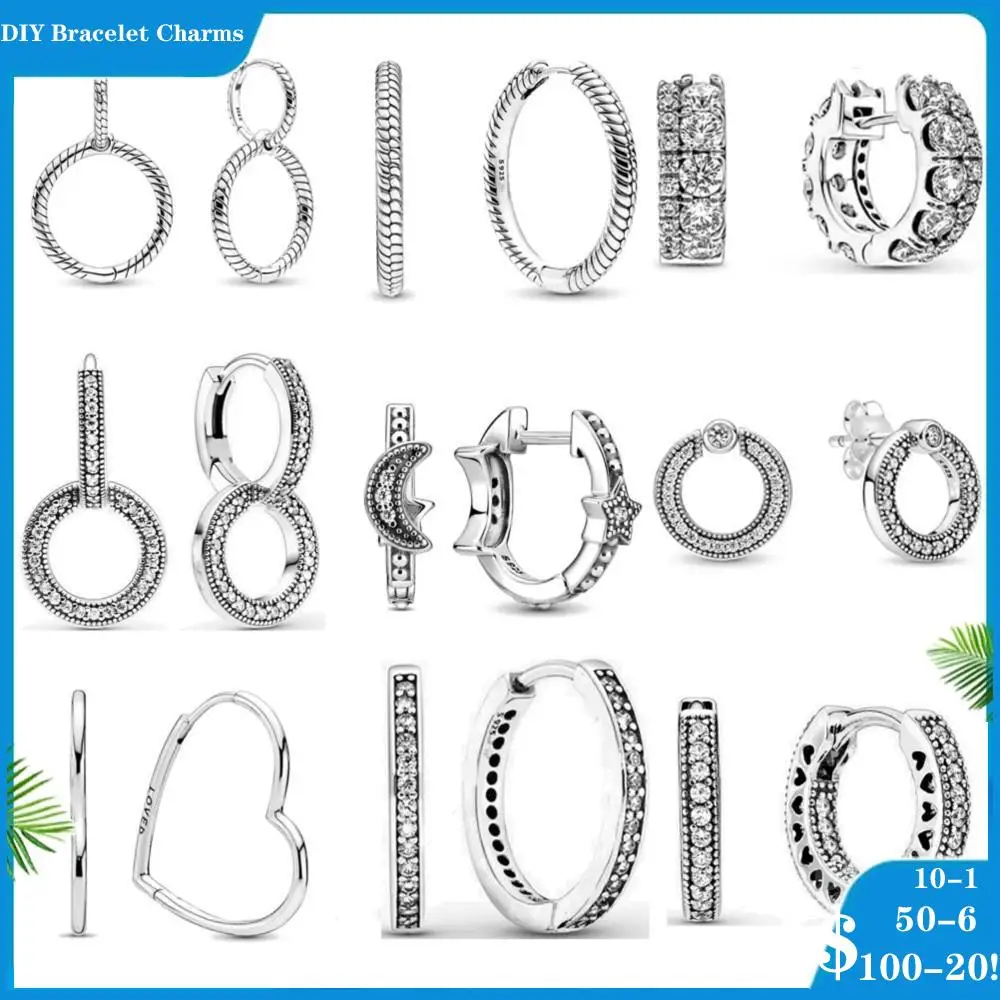 Hot Sale Silver 925 Silver Needle Earrings Double Hoop Earrings Arete For Women Wife Earrings Fine Jewelry Joyas