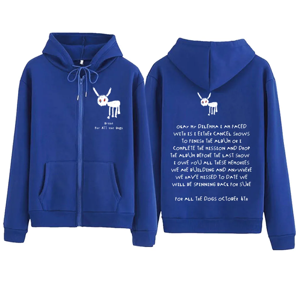 Para todos los perros Drake 2024 Sudadera con capucha con cremallera Harajuku pulóver Tops ropa de calle Fans de música regalo sudaderas con cuello en V