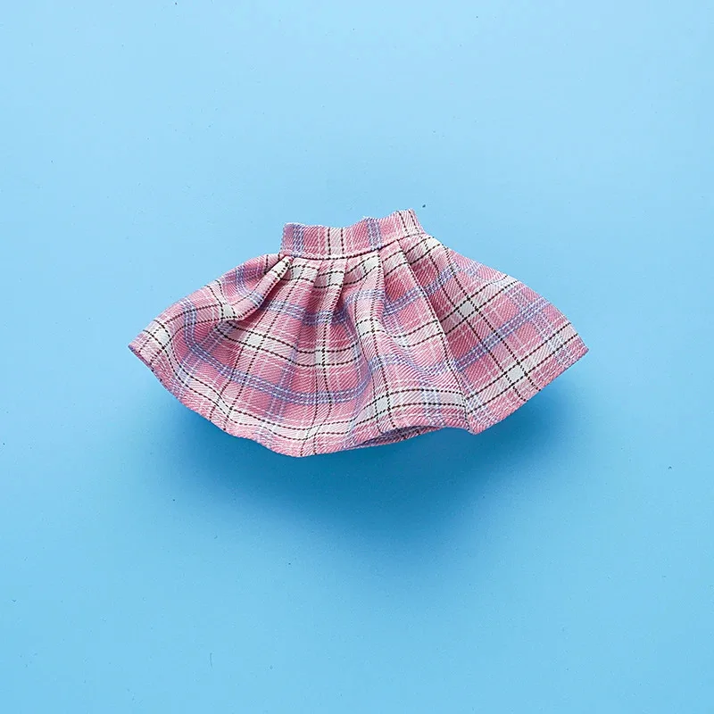 New 30cm 1/6 Slim Doll Body Dress Grid Skirt Summer Outfit Doll Clothes Accessory 1pcs