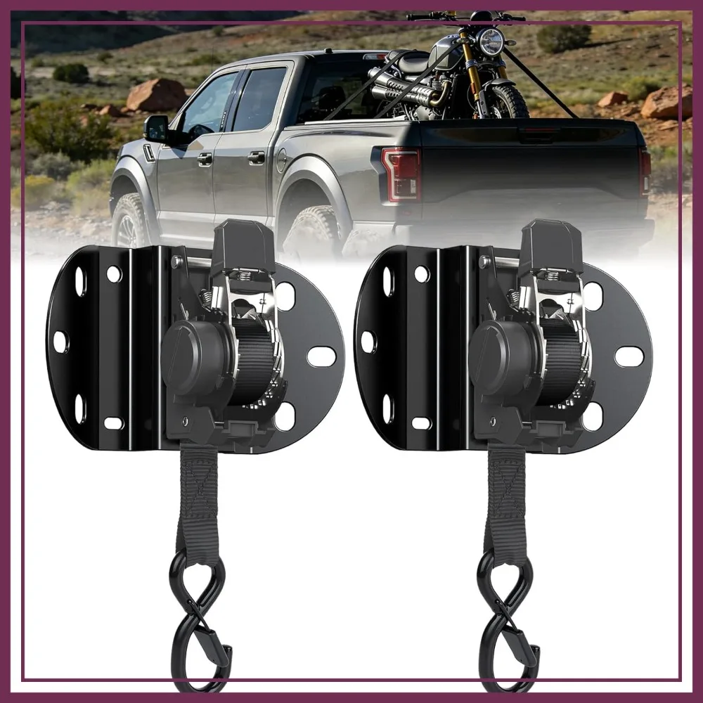 

Self Retracting Ratchet Tie Down Straps for Ford F150 2015-2026, 2-Pack, 1,500lb Break Strength, 1" x 10'