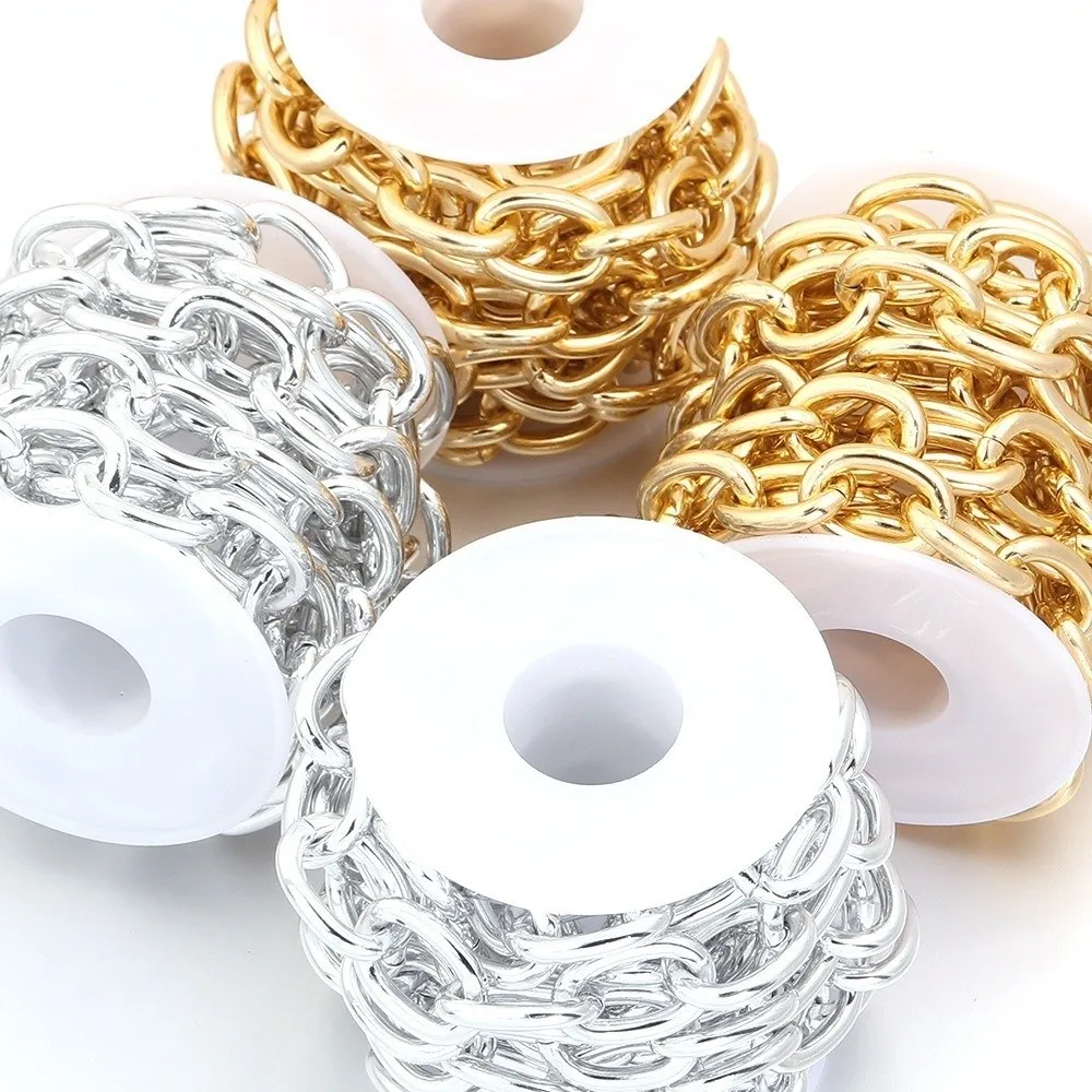 2 Yards Length Aluminum Chain Polished Finish Metal Link Structure Twisted Chain Silver/Gold Silver Color O-Shape Chain