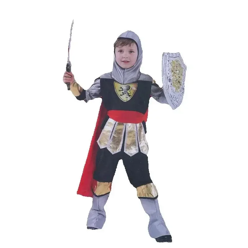 

Royal Medieval Knight Warrior Costume For Boys Kids With Cloak Toddler Halloween Costumes Cosplay Role Play Party Dress Up