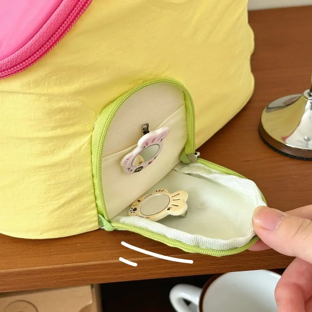 

Waterproof Handheld Makeup Bag Nylon Cartoon House Shape Cosmetic Bag Large Capacity Clutch Bag Skincare Storage Bag Travel