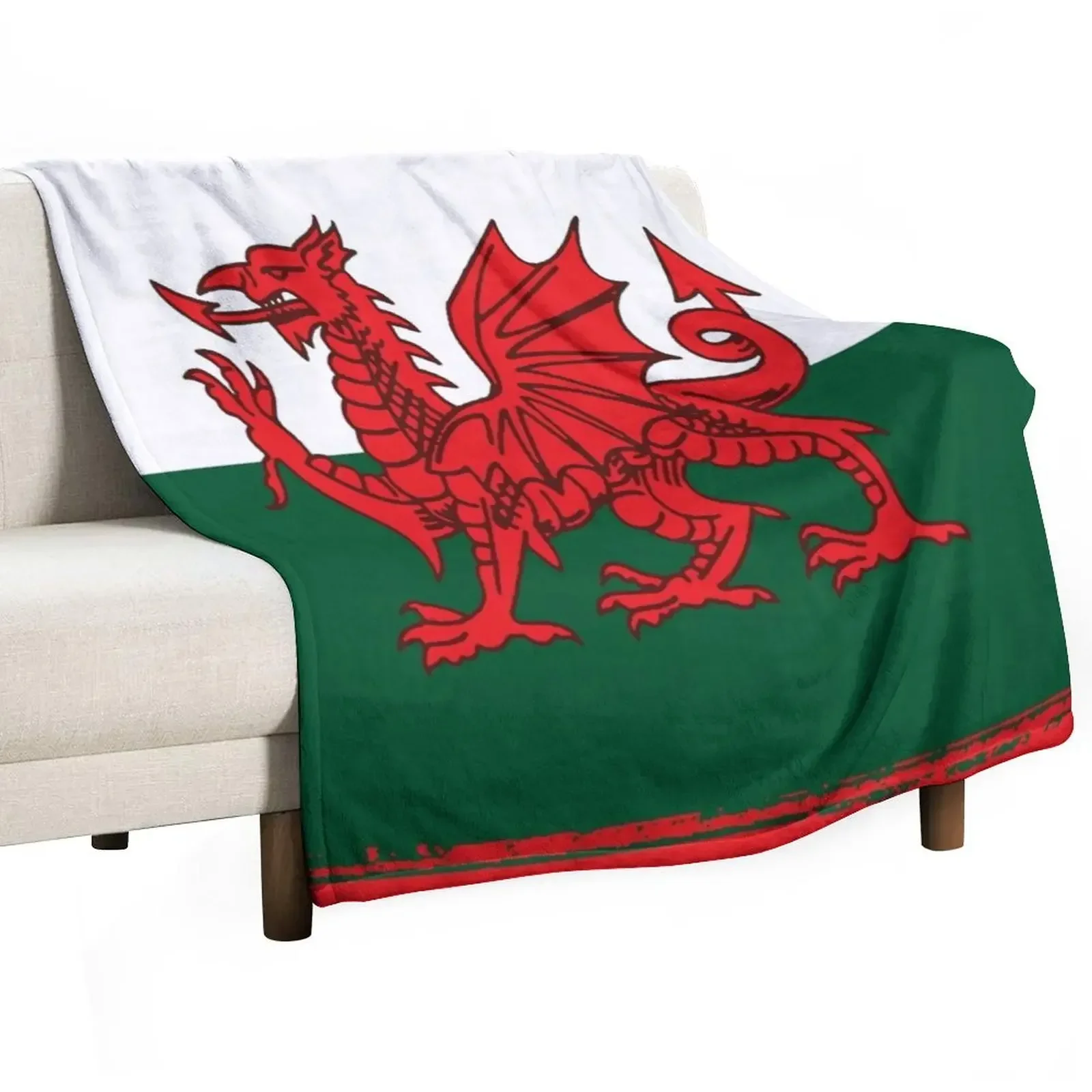 

Y Ddraig Goch The Red Dragon Grunge Welsh Flag Throw Blanket Cozy Napping Blanket Gift for Mom Dad