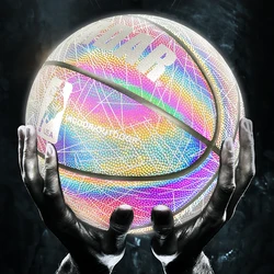 New Holographic Reflective Basketball Size 7 for Youth Adults Glowing Luminous Basketball Outdoor Indoor Rubber Balls