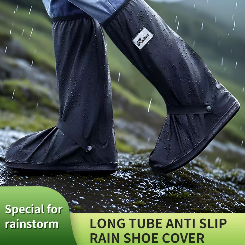 Rain Shoe Covers for Cycling Waterproof Long Boot Overshoes Heavy Rain Bicycle Bike Overshoes 2 Colors Options