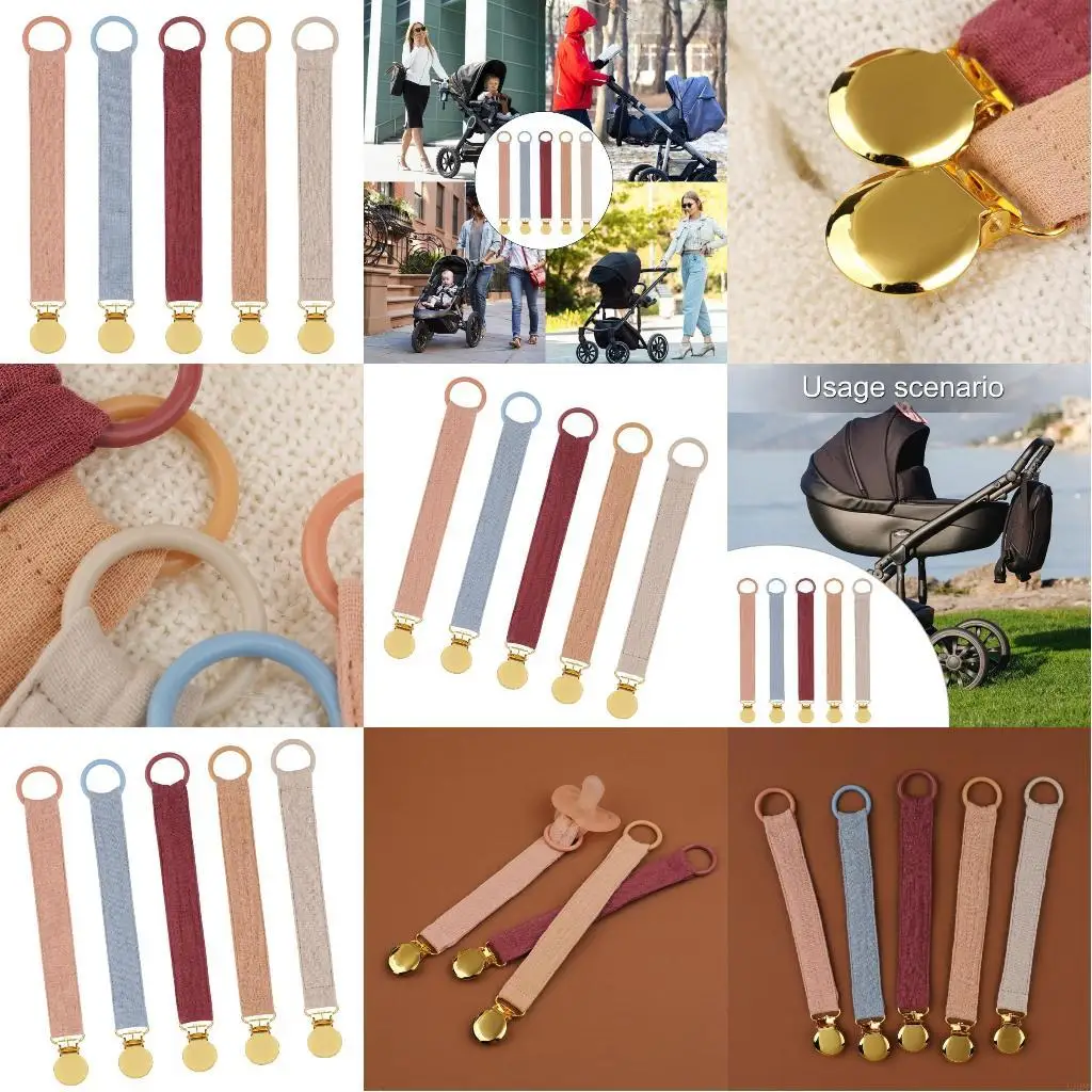 

5 шт./упак., зажим для детской соски, цепочка, хлопковый держатель для прорезывателей, веревка, игрушка для прорезывания зубов,