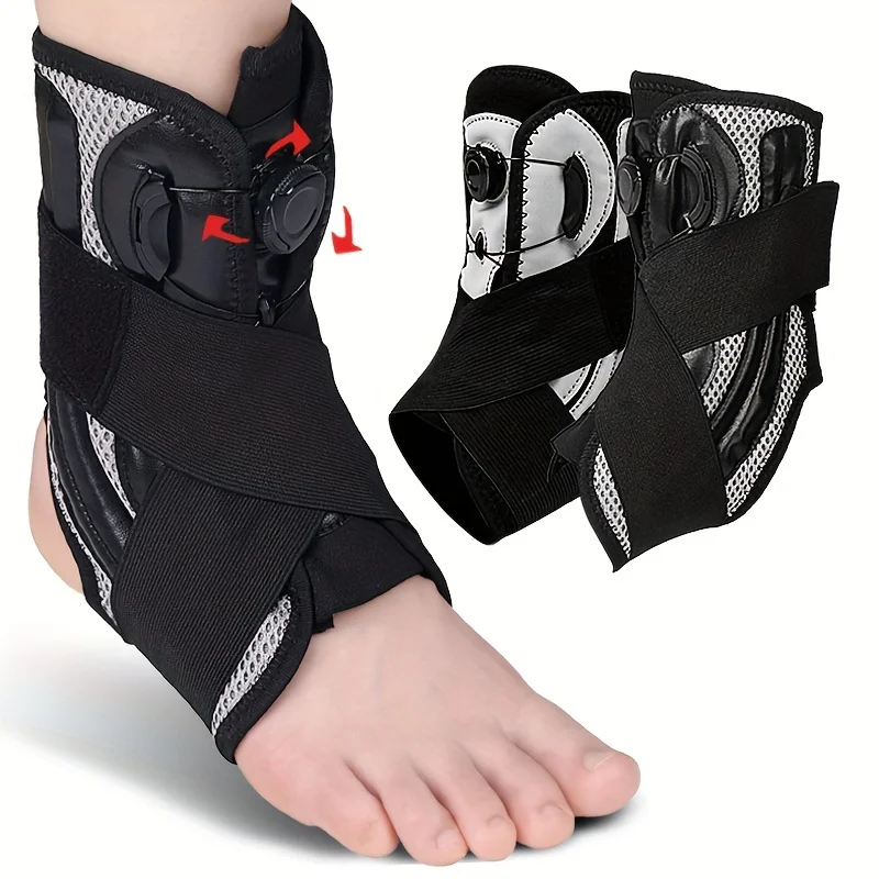 

Adjustable Ankle Support Brace With Rotatable Heel Protector - Dual Spring Compression For Sprain Prevention, hook-and-loop fast