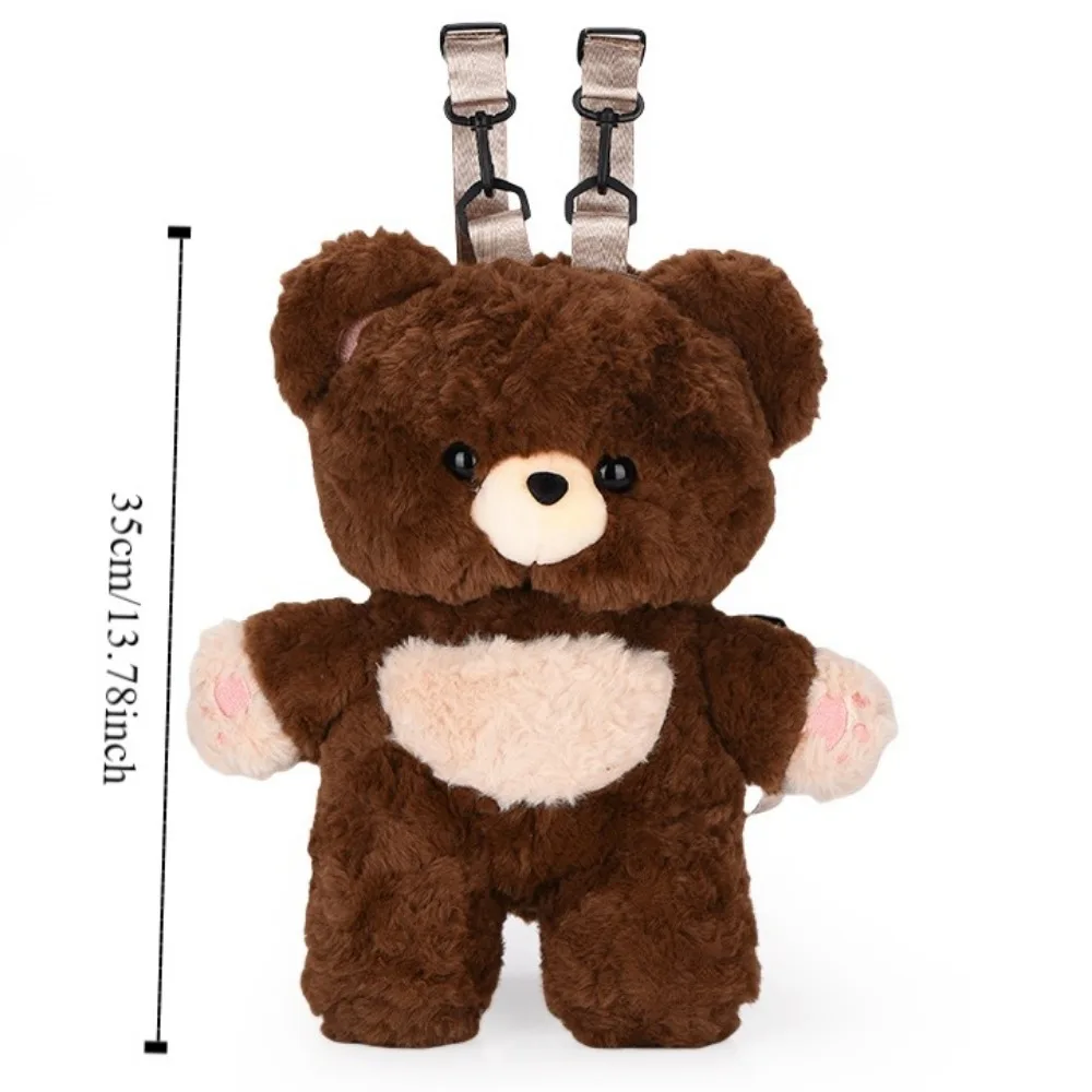 Casual Love Bear Plush Bear Backpack Versatile Creative Plush Shoulders Bag Cute Plush Doll Bear Animal Bag Outdoor