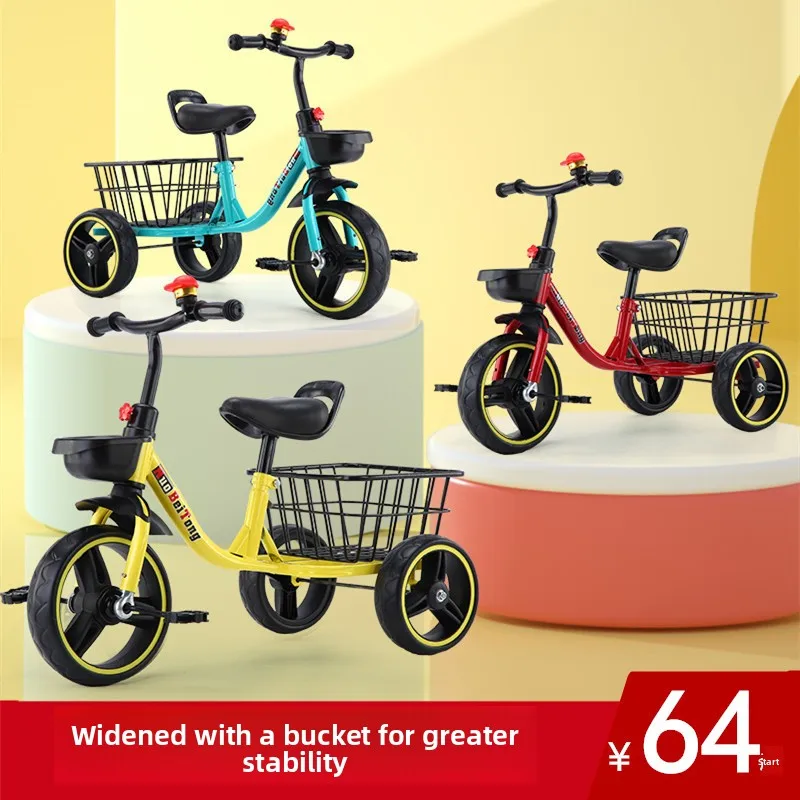 Children's Tricycle Bicycle 2-3-4-5-6 Years Old Children's Baby Plus Large With Bucket Music Pedal Bicycle view 3
