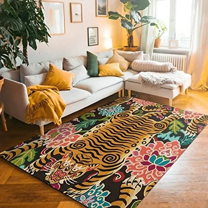 Large Area Abstract Tiger Decorate Living Room Carpet Coffee Tables Plush Mat Light Luxury Art Bedroom Fluffy Rug Ковеp Tapis 러그