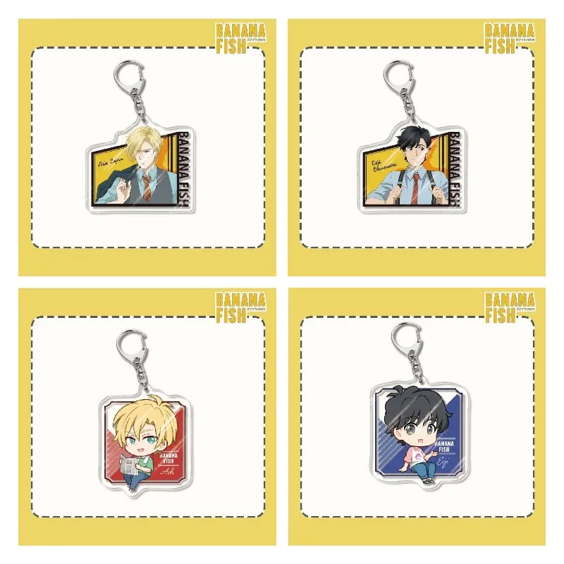 BANANA FISH Anime Figures Ash Lynx Okumura Eiji Shorter Wong Acrylic Keychains Q Version Character Pendant Decor Toy Fans Gift