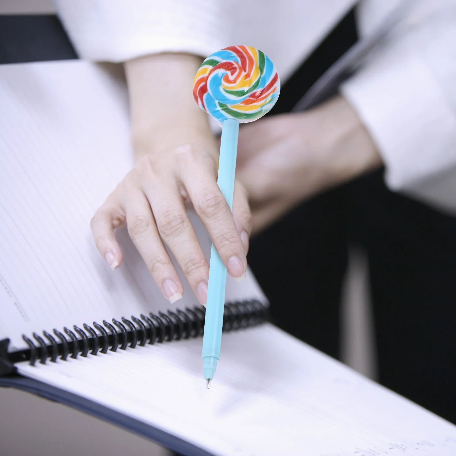 

4Pcs Lollipop Neutral Pens Cute Shaped Roller Gel Pens Black Ink Rainbow Colors School Office Writing Drawing Black Pen