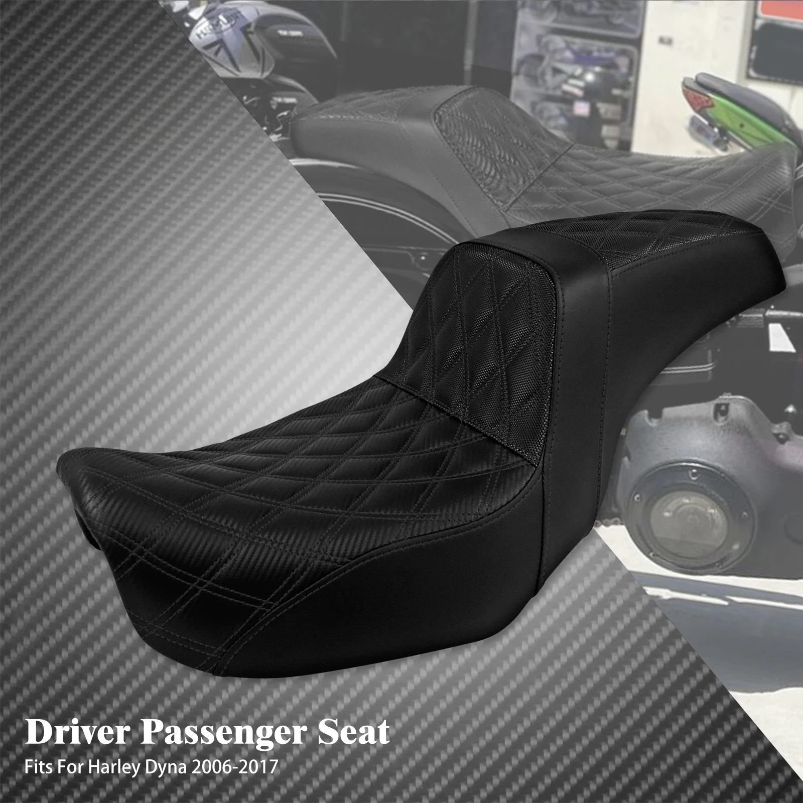 Motorcycle 2-Up Front Rear Seat Driver Passenger Cushions Seat For Harley Dyna 2006-2017 Fat Bob Street Bob Low Rider FXDB FLD