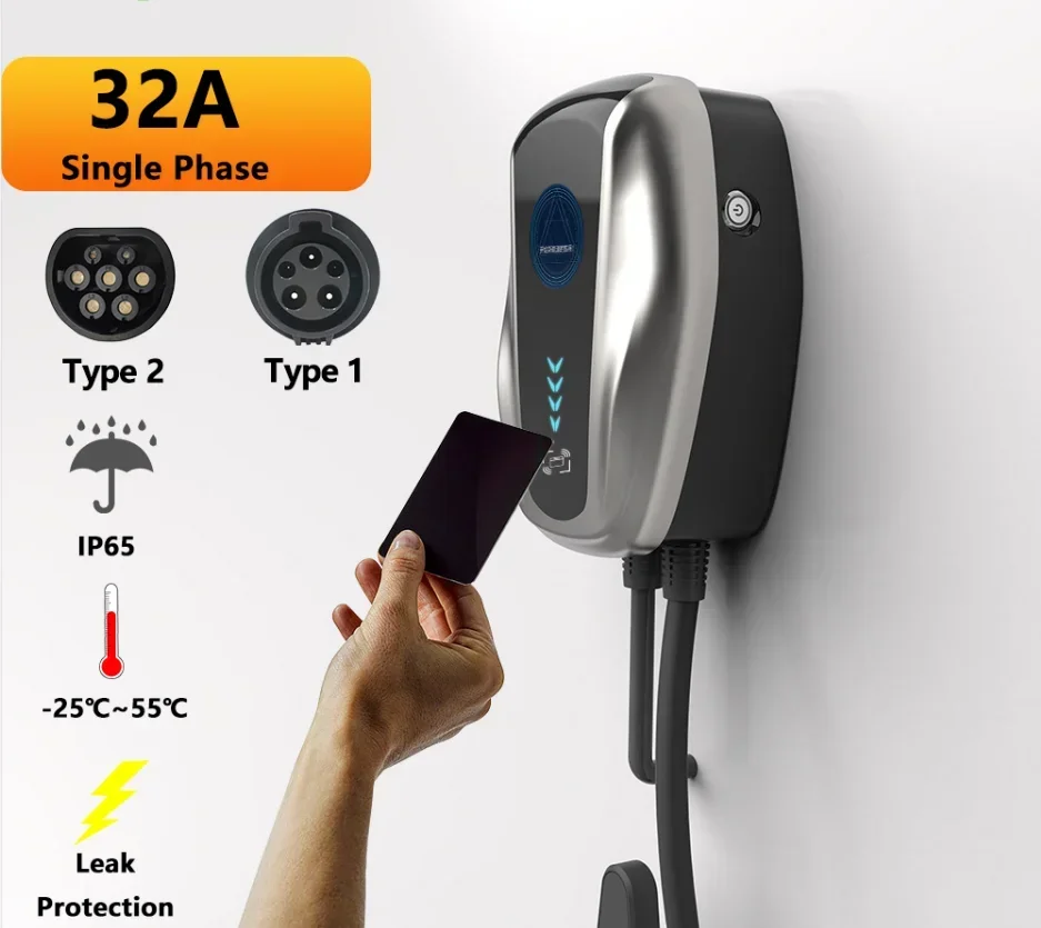 portable AC Electric Vehicle Charge Station 7kw EV Charger cable Type1Type 2 Single Phase Fast Charging EV Quick Car Charger