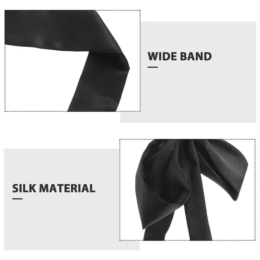 2Pcs Women Silk Belt Black Satin Bow Tie Adjustable Waist Sash Bridal Wedding Evening Dress Accessory Formal Gown Sash image 4