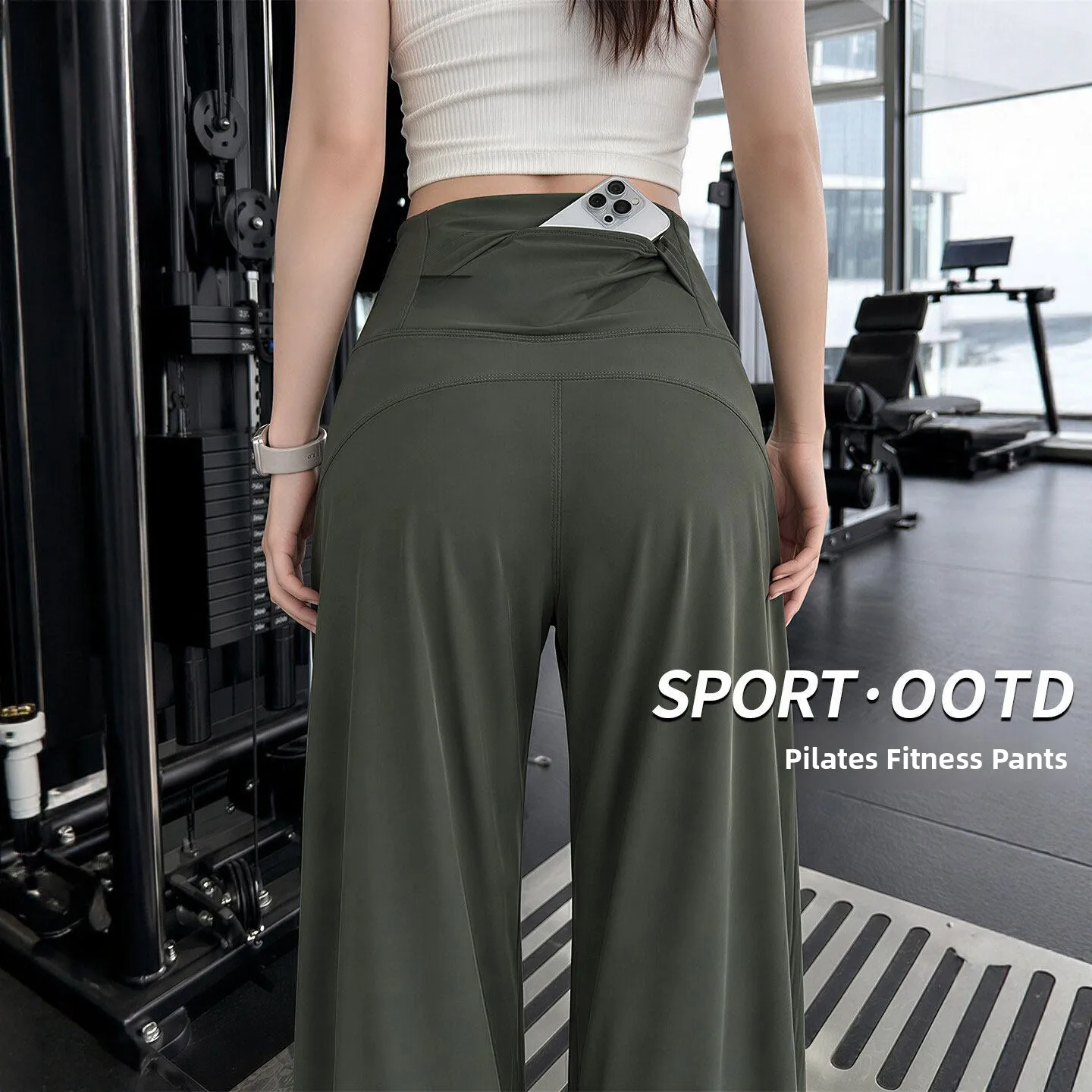 Quick Dry Fitness Yoga Pants High Waist Women's Summer Thin Small Size Loose Wide Leg Bottoms Elastic Waistband