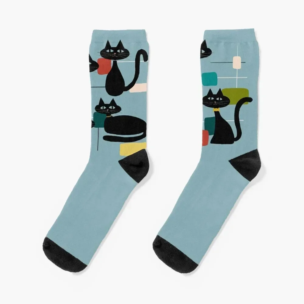 

Midcentury Cat Socks japanese fashion golf winter basketball Socks Man Women's