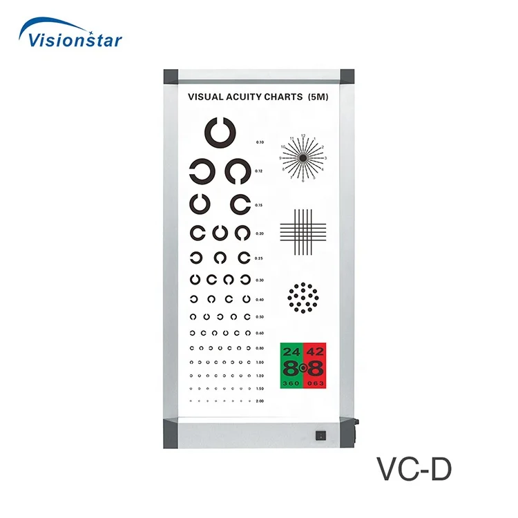 VC-D Instrumen Optometri Harga Rendah Uji Ketajaman Visual Bagan Penglihatan Mata LED untuk Dokter Mata