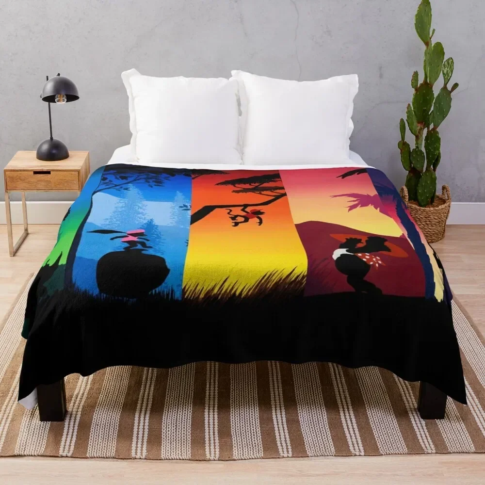 

Pentaptych Silhouettes Throw Blanket Loose Bed linens Bed Summer Blankets