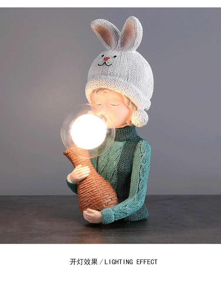 Niedliche Bubble Sweater Mädchen Tischlampe Augenschutz Schreibtischlampe Nordische Kreative Nachttischlampe Kinderzimmer Schlafzimmer Studierzimmer Harz LED-Beleuchtung – Detail 8
