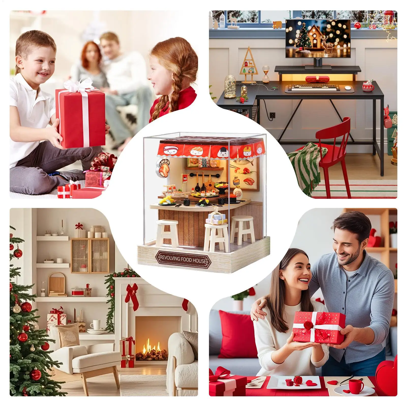 Miniature House Kit Miniature Crafts Home Decor Decorative Doll House Kit Tools For Living Room Bedroom Kitchen Office Shelf