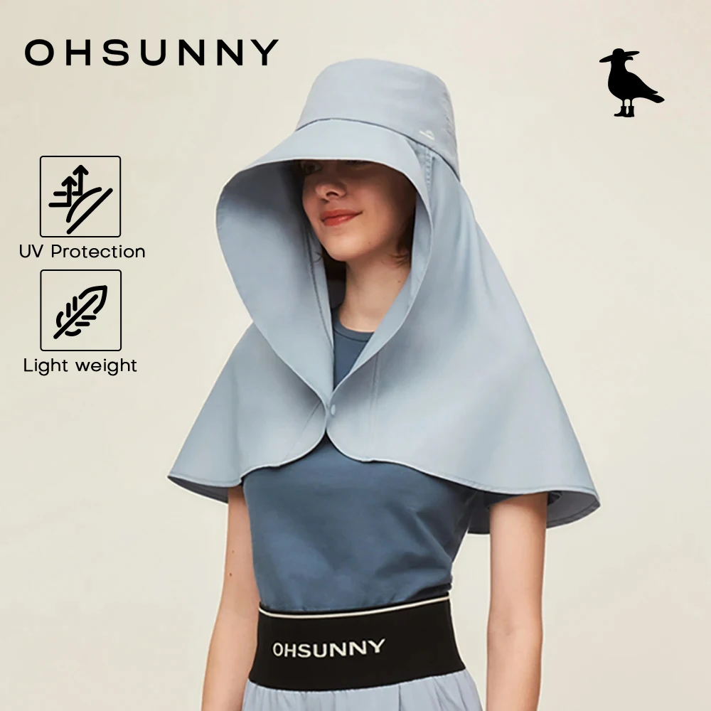 OhSunny Sun Protection Bucket Hat with Neck Flap Women Foldable Large Brim Sunhats UPF 50+ Full Protection Anti-UV Beach Hat