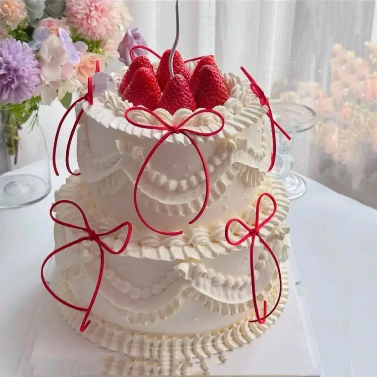 Retro Double Layered Fake Birthday Cake Mould Fairy Cupid Angel Simulation Cake Model Plastic Decoration Window Sample Display