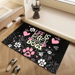 Dog Print Door Mat Non Slip Machine Washable Indoor and Outdoor Carpets Kitchen Bathroom Home Decoration Entrance Door Mat