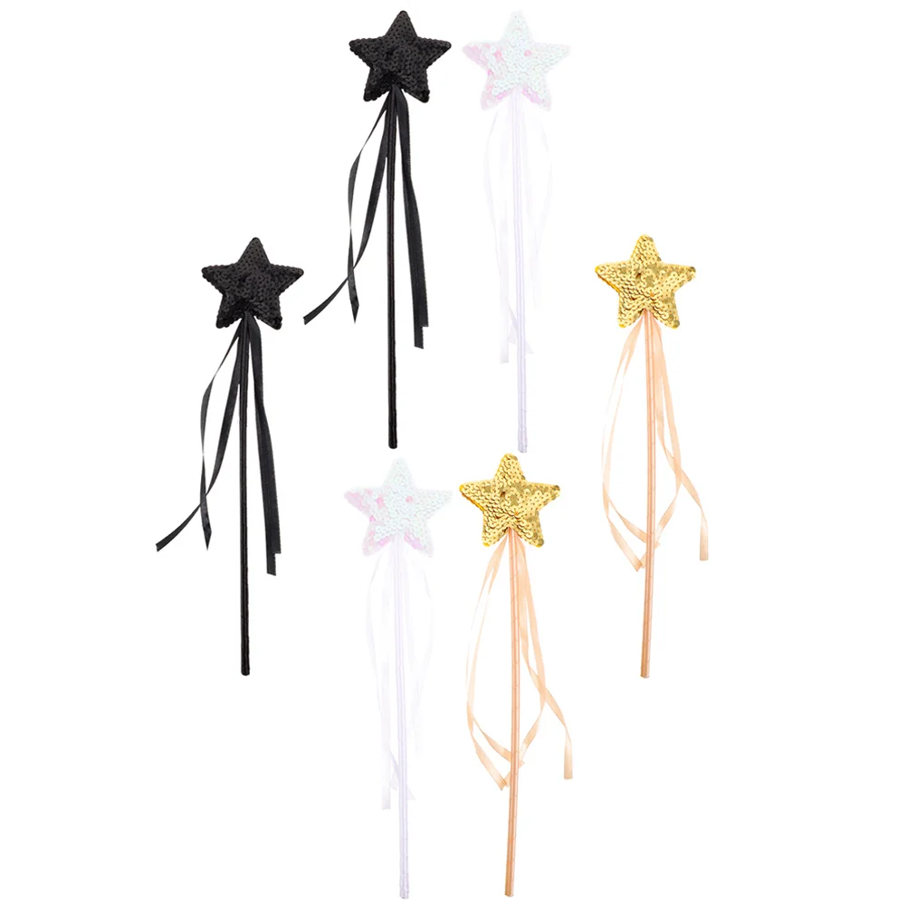 6 pçs varinhas de fadas mágicas em forma de estrela brilhantes e confortáveis varas de fadas para crianças festa vestir-se adereços suprimentos de aniversário
