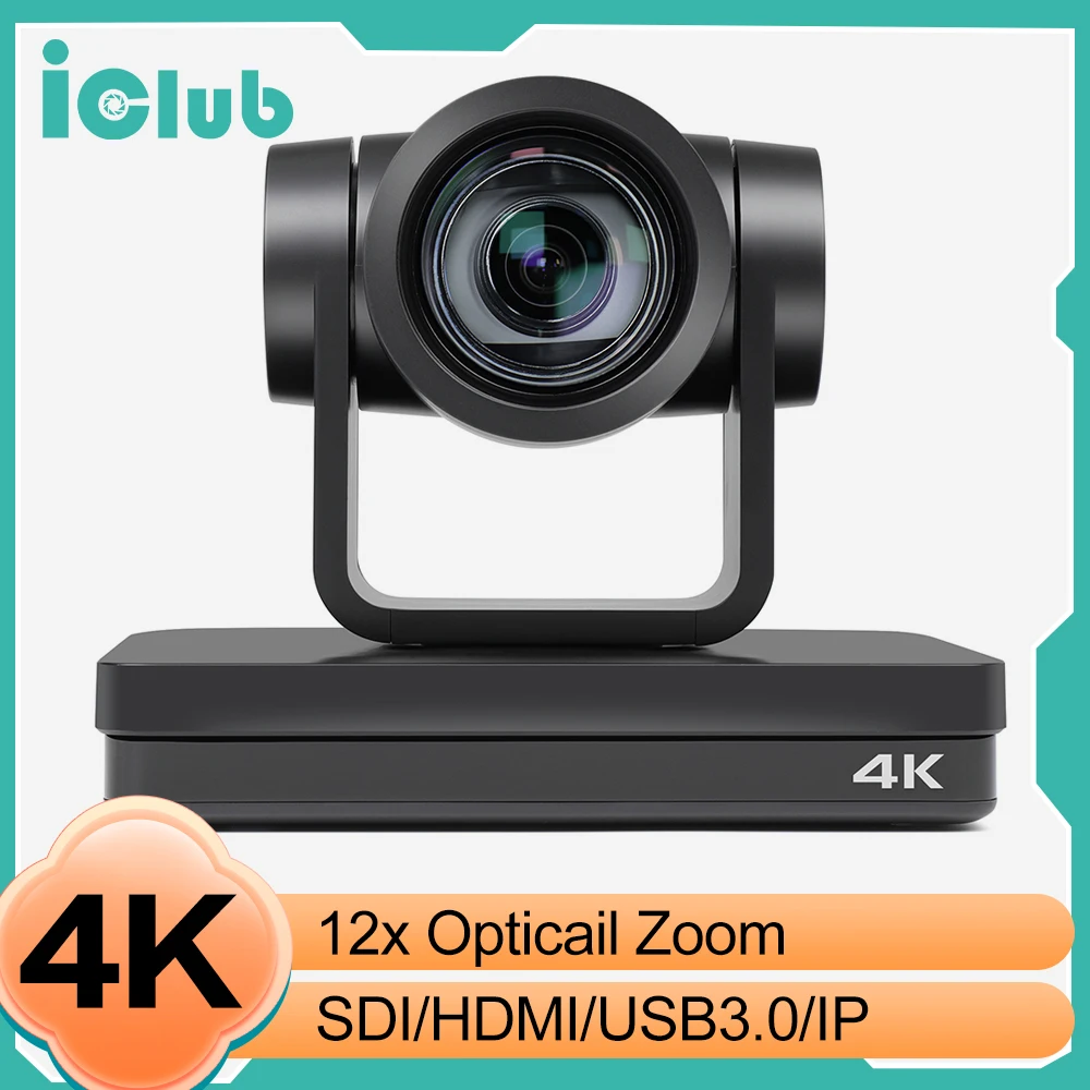 4K Video Conference Camera 12X Optical Zoom Live Streaming Video Camera Ptz Camera with SDI HDMI USB IP Outputs for Youtube Obs