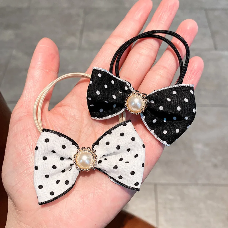 

Organya bow-tie Hair Tie Hair Accessories For Women With Light Luxury Style Imitation Pearl Hair Rope Rubber Band Headwear